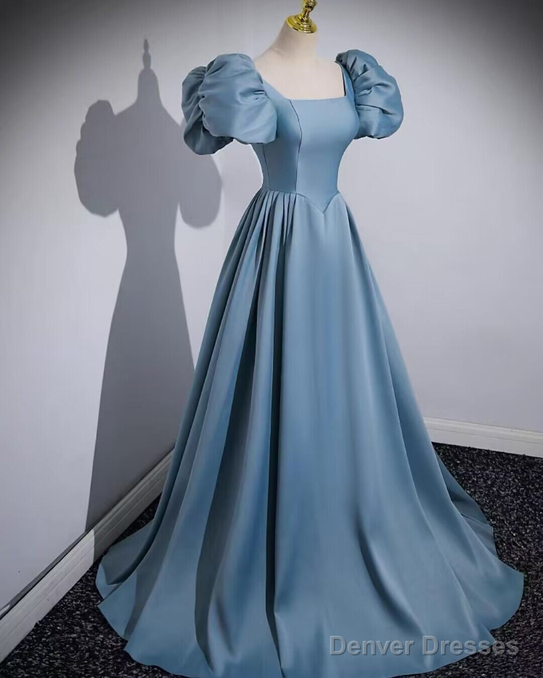 Blue A Line Short Sleeves Cute Prom Dress Main image