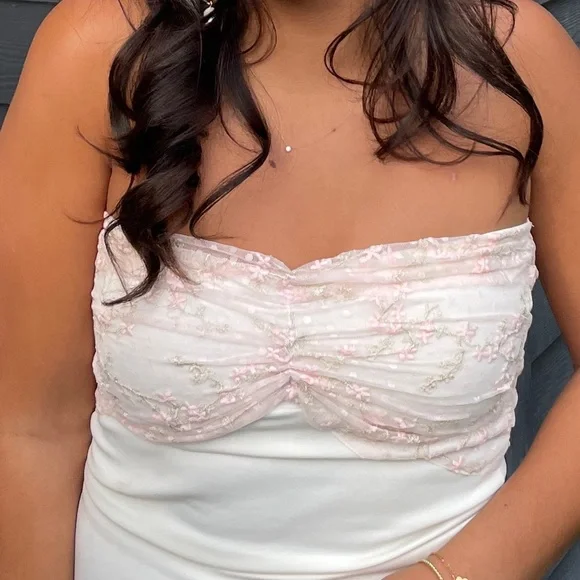 White Strapless Sheath Long Prom Dress Elegant Party Dress