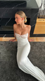 White Strapless Sheath Long Prom Dress Elegant Party Dress