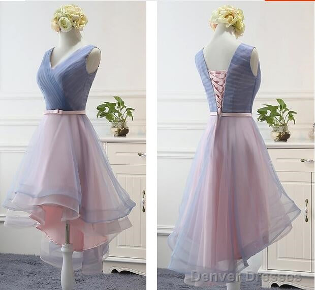 Blue And Pink Stylish High Low Party Dress, Cute Formal Gowns, Pretty Party Dresses Secondary image
