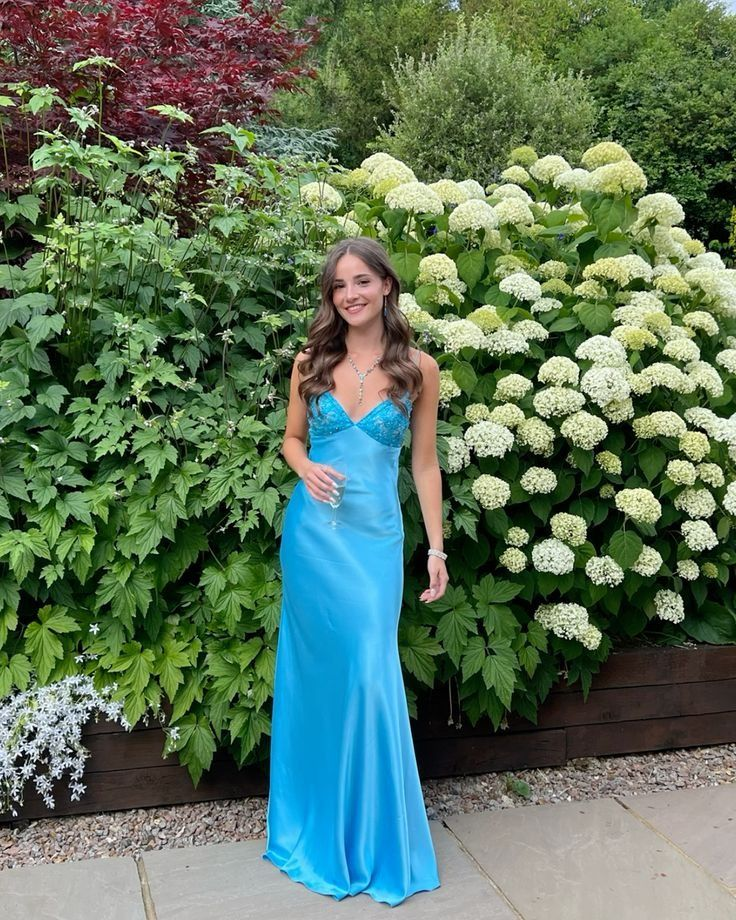 Blue Backless Mermaid Satin Long Evening Prom Dress Main image