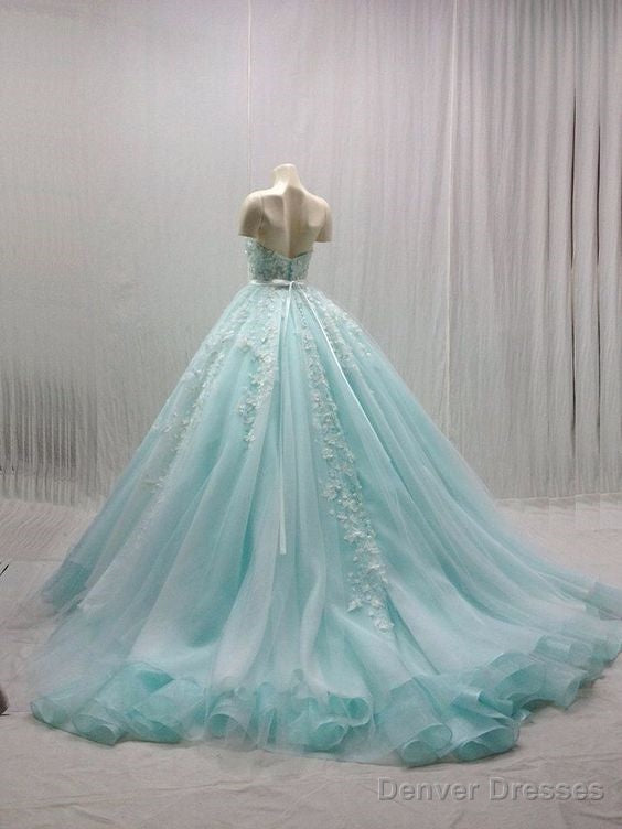 Blue Ball Gown,Appique Prom Dress,Backless Prom Dress,Fashion Prom Dress,Sexy Party Dress,Custom Made Evening Dress