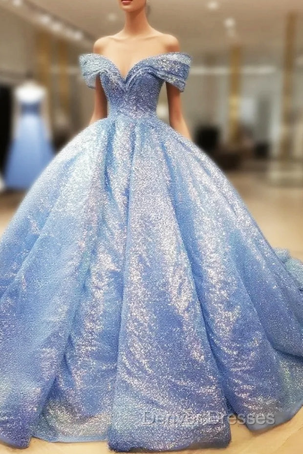 Blue Ball Gown Off-the-shoulder Sequins Quinceanera Dress Main image