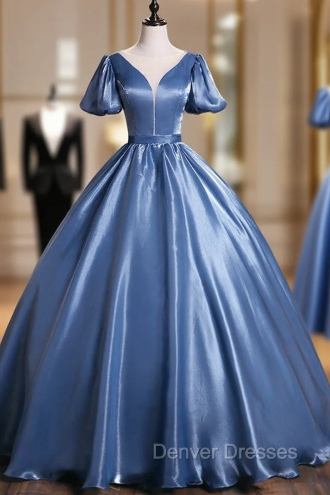 Blue Ball Gown Puff Sleeve Quinceanera Dress Main image