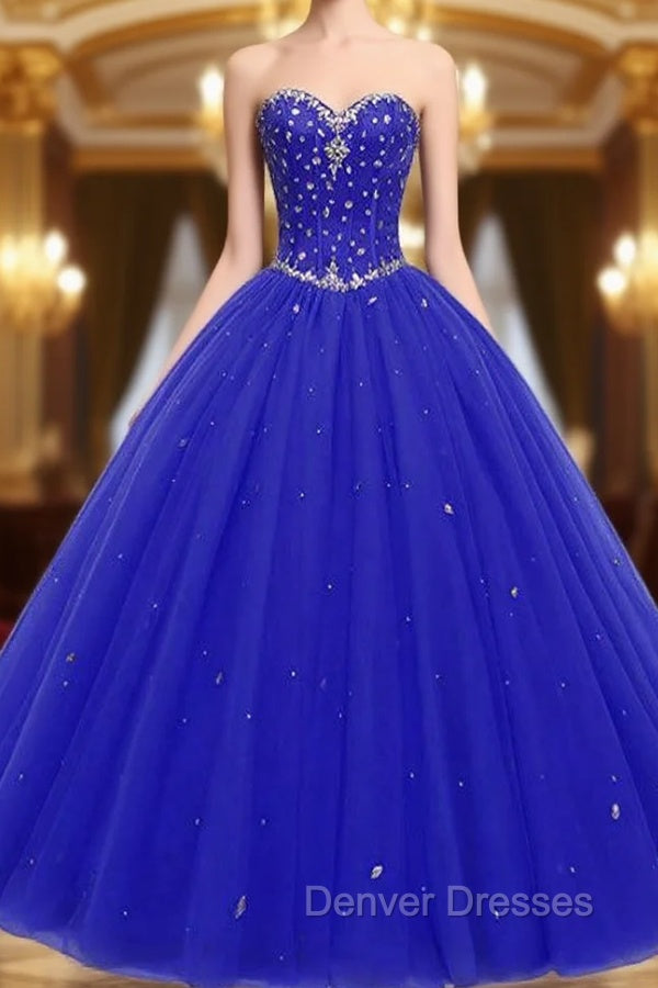 Blue Ball Gown Sweetheart Neck 16 Birthday Dress With Crystal Main image