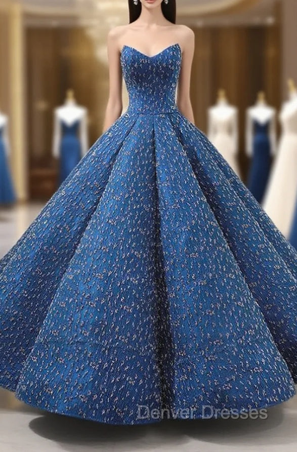 Blue Ball Gown Sweetheart Sequins Wedding Dress With Beading Main image