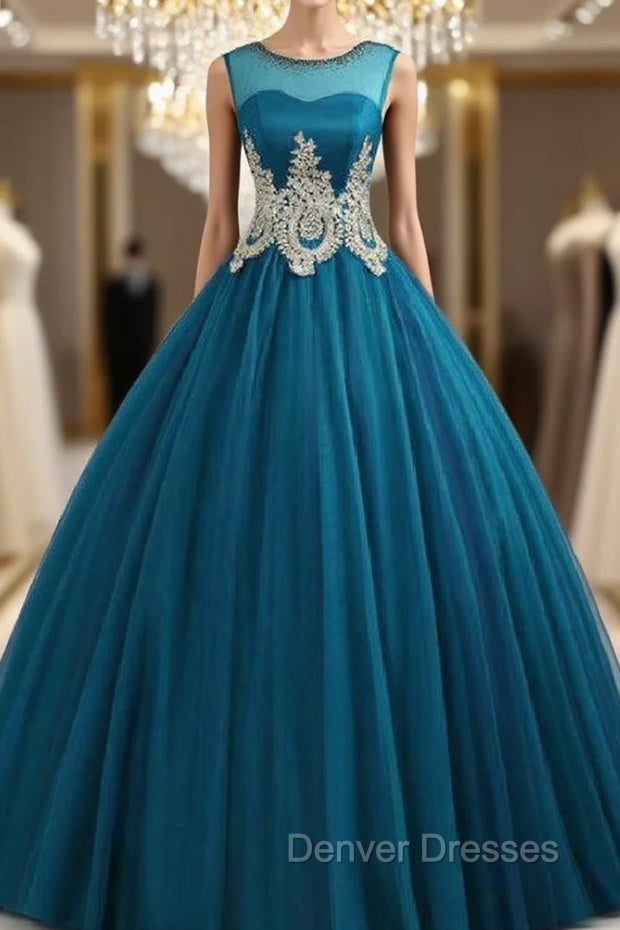 Blue Ball Gown Tulle Appliques Quinceanera Dress Main image