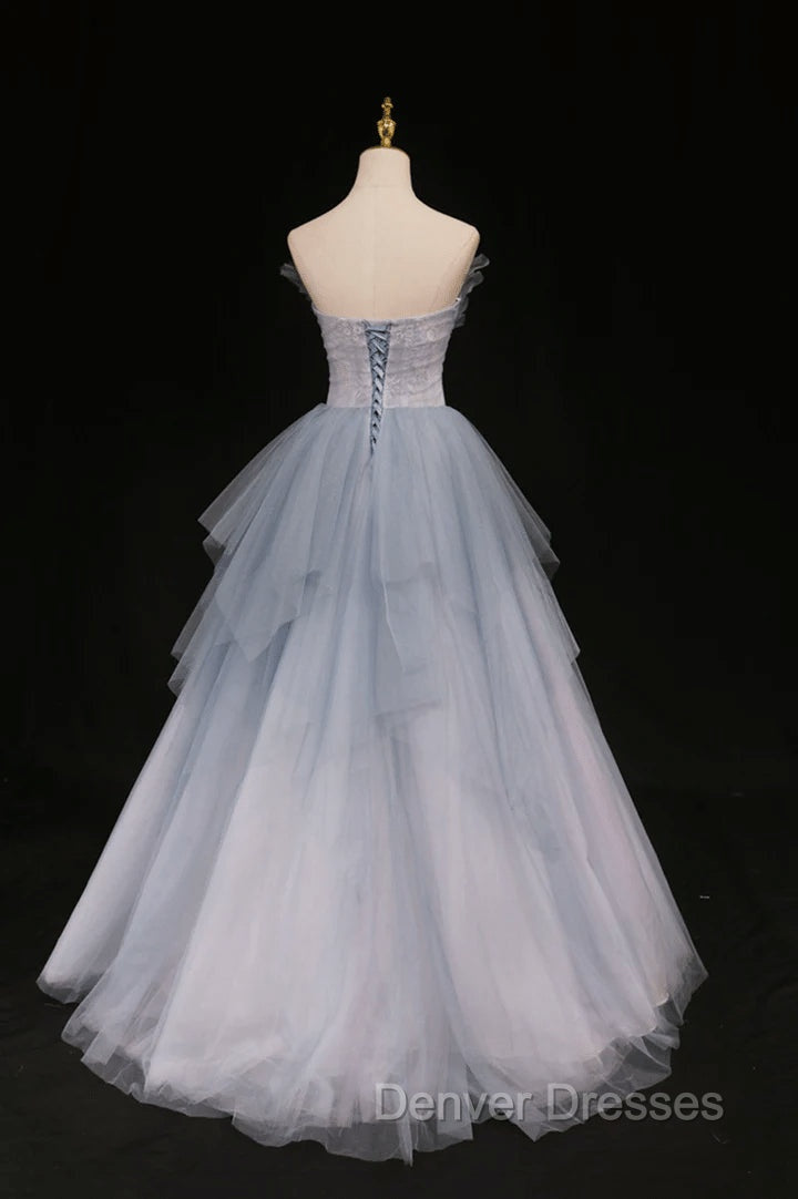 Blue Beaded Sweetheart Long Evening Dress Blue Prom Dress prom Dress shops