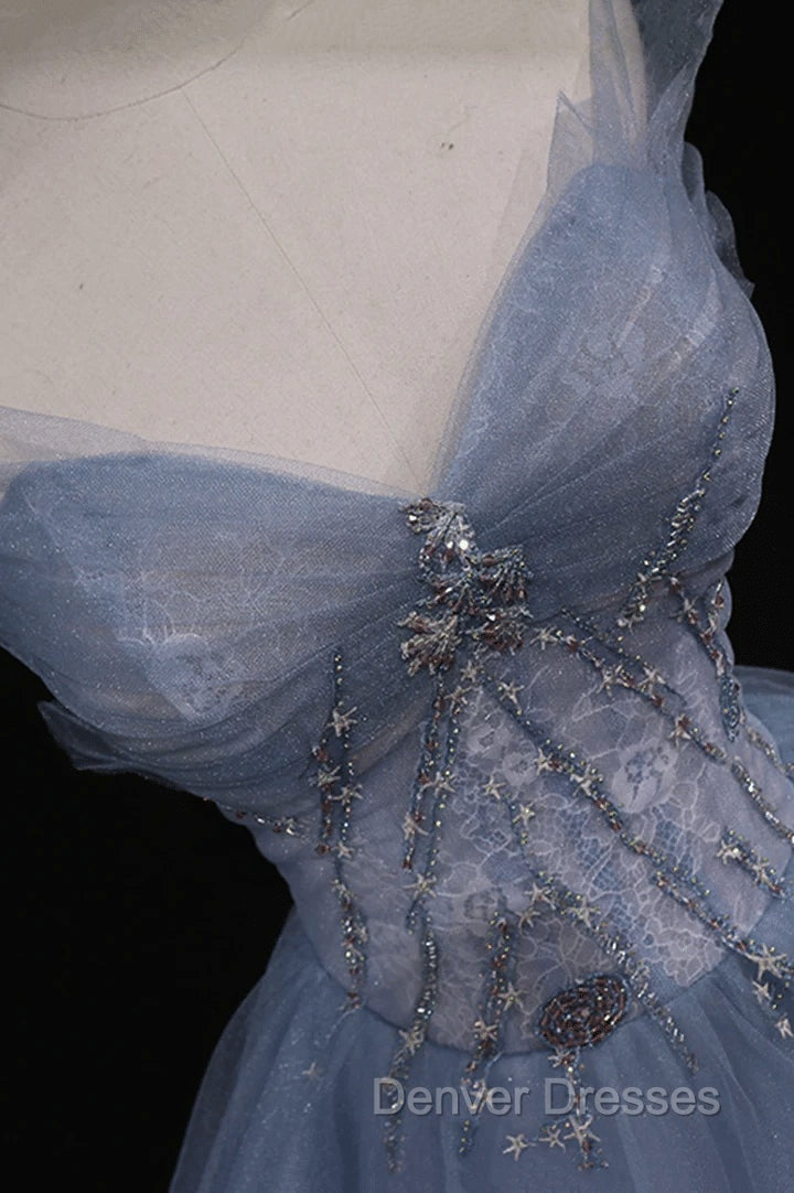 Blue Beaded Sweetheart Long Evening Dress Blue Prom Dress prom Dress shops