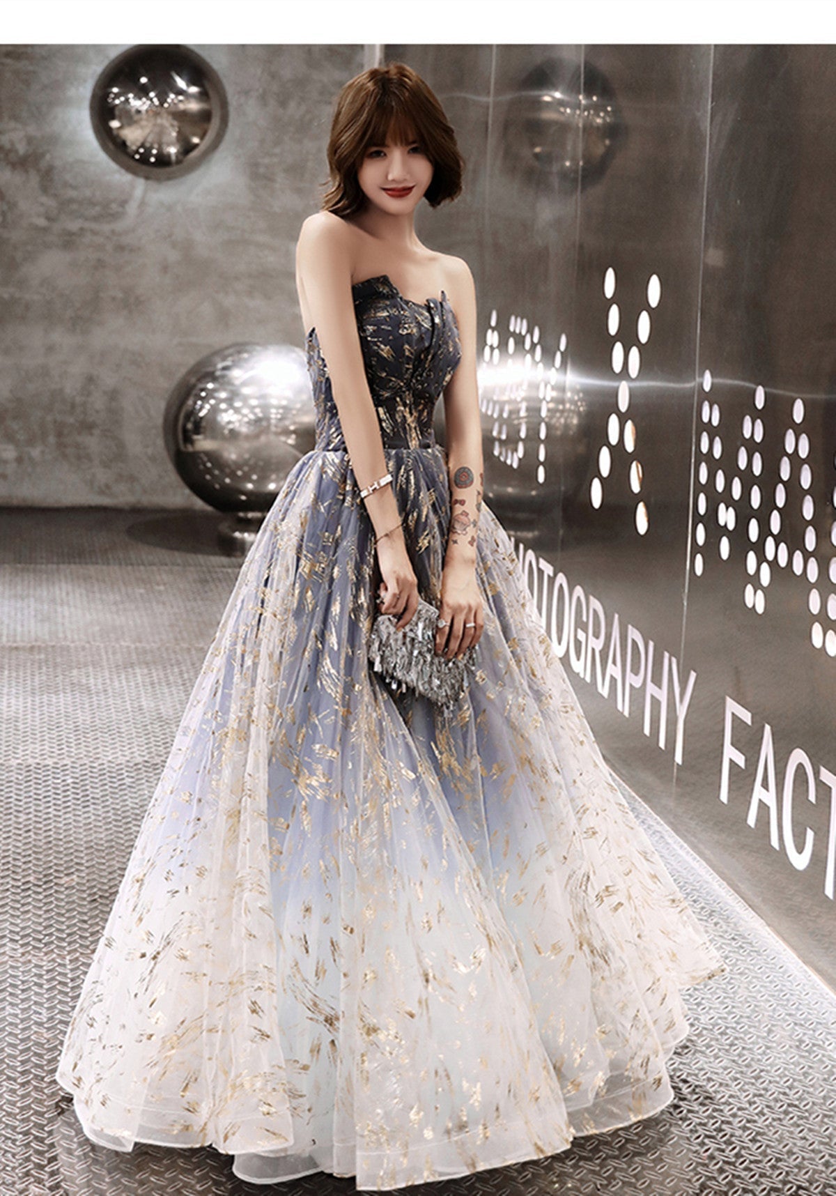 Blue Cute Tulle Gradient Long Party Dress, A-Line Blue Prom Dress Even –  Denver Dresses