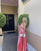 Charming Pink Sweetheart Backless Long Prom Dress