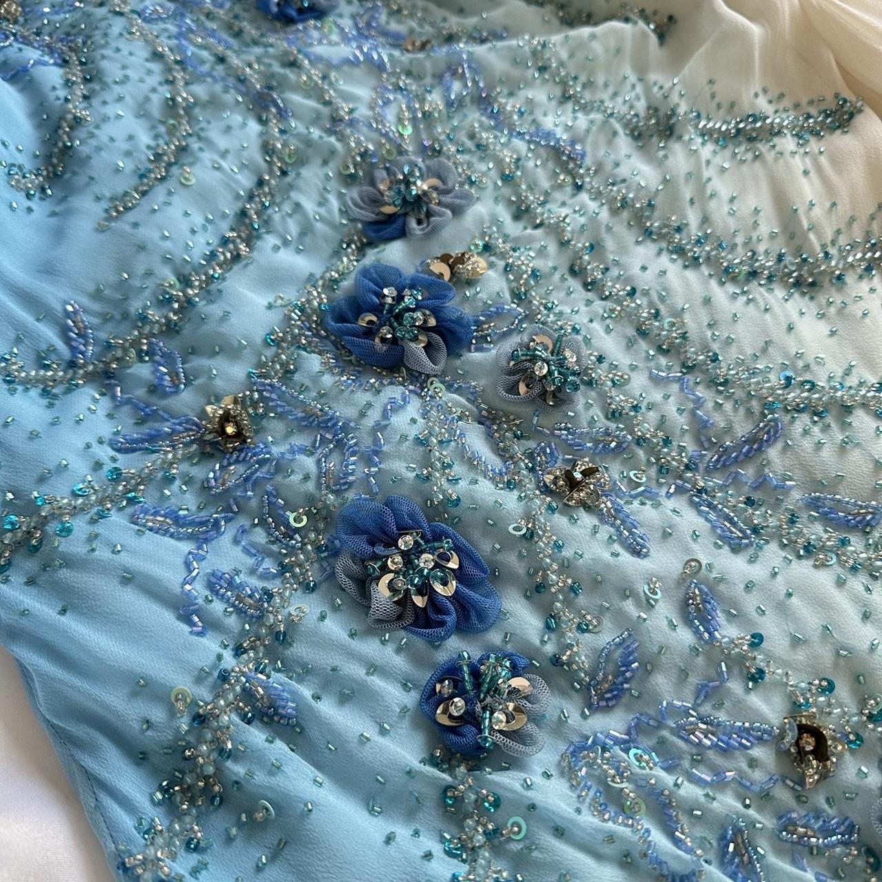 Blue Gorgeous Beautiful Stylish Unique Elegant Exquisite Floral Beading Long Chiffon Ball Gown Evening Dress Party Dress
