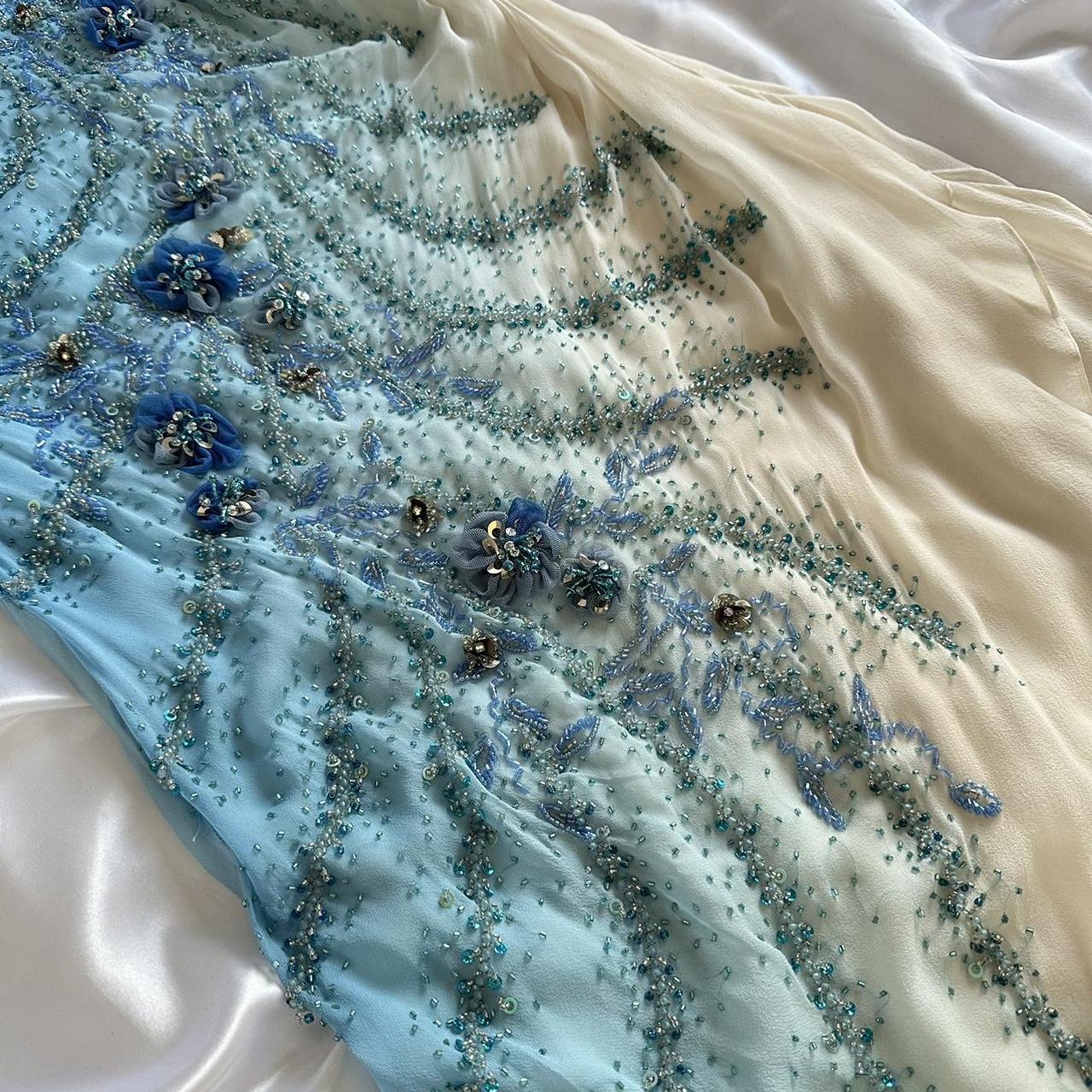 Blue Gorgeous Beautiful Stylish Unique Elegant Exquisite Floral Beading Long Chiffon Ball Gown Evening Dress Party Dress