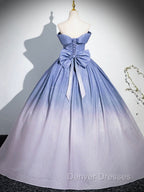 Blue Gradient-Color Glitter Sequins Prom Dress, A-Line Off-The-Shoulder Blue Princess Formal Dress