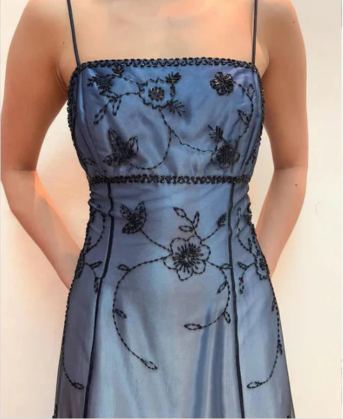 Blue/Grey Delicate Beaded Long Tulle Elegant Ball Gown Evening Dress F Denver Dresses Blue/Grey Delicate Beaded Long Tulle Elegant Ball Gown Evening Dress F Denver Dresses