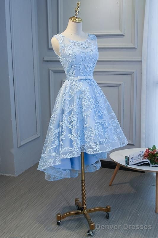 Blue High Low Fashionable Homecoming Dress Main image