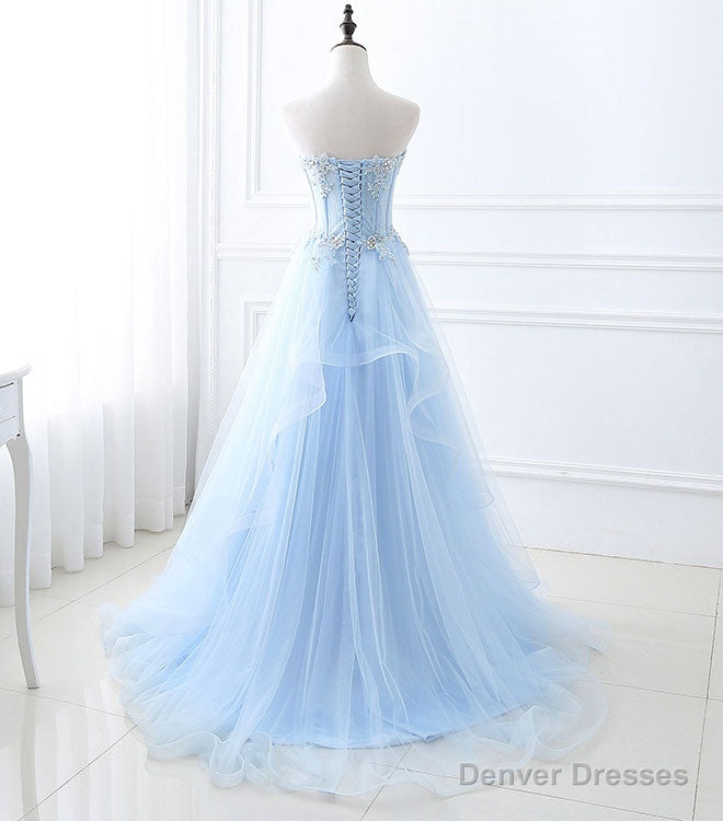 Blue Long Prom Dresses, Aline Sweetheart Neck Blue Formal Graduation Dresses Secondary image