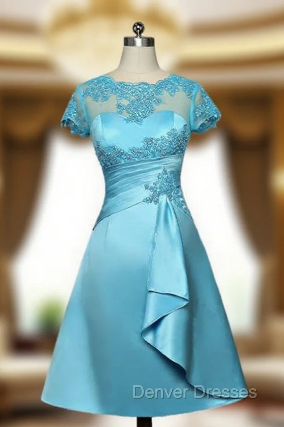 Blue Mother Of The Bride Dress A-line Cap Sleeves Appliques Main image