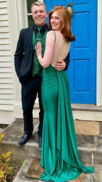 Blue Prom Dress, Mermaid Prom Dress Open Back Evening Dress