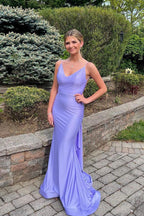 Blue Prom Dress, Mermaid Prom Dress Open Back Evening Dress