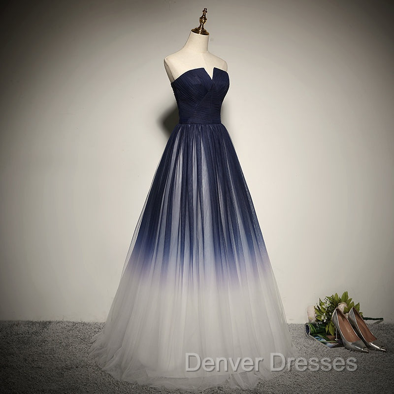 Blue Prom Dress Tulle LongEvening Dress