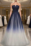 Blue Prom Dress Tulle LongEvening Dress