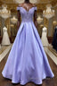 Blue purple lace satin long prom Dress blue purple formal Dress