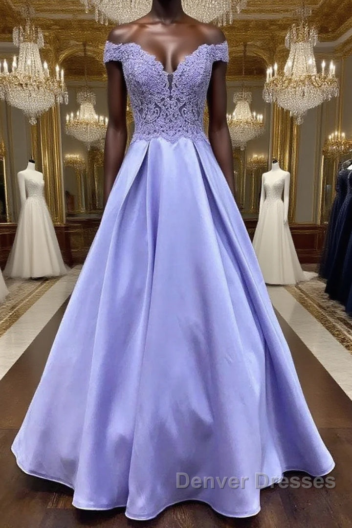 Blue purple lace satin long prom Dress blue purple formal Dress Main image