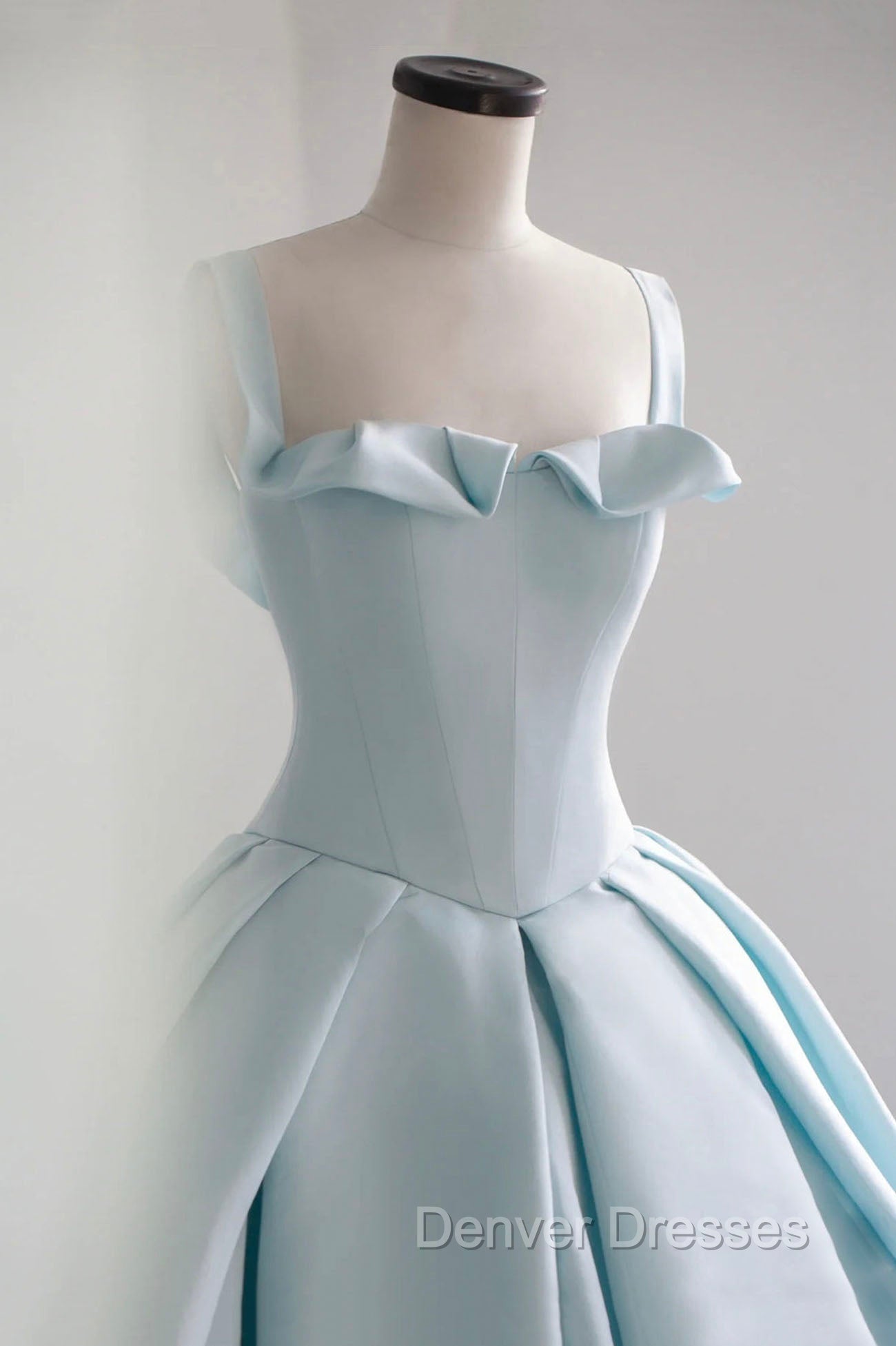 Blue Satin Long A-Line Formal Dress, Blue Prom Evening Dress Secondary image