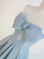Blue Satin Long A-line Party Dress Prom Dress Blue Floor Length Evening Dress prom Dress shops