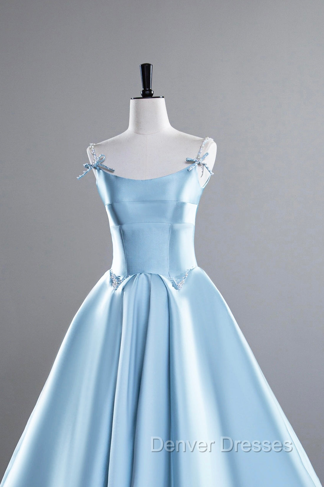Blue Satin Long Prom Dress, A-Line Spaghetti Strap Evening Party Dress Secondary image