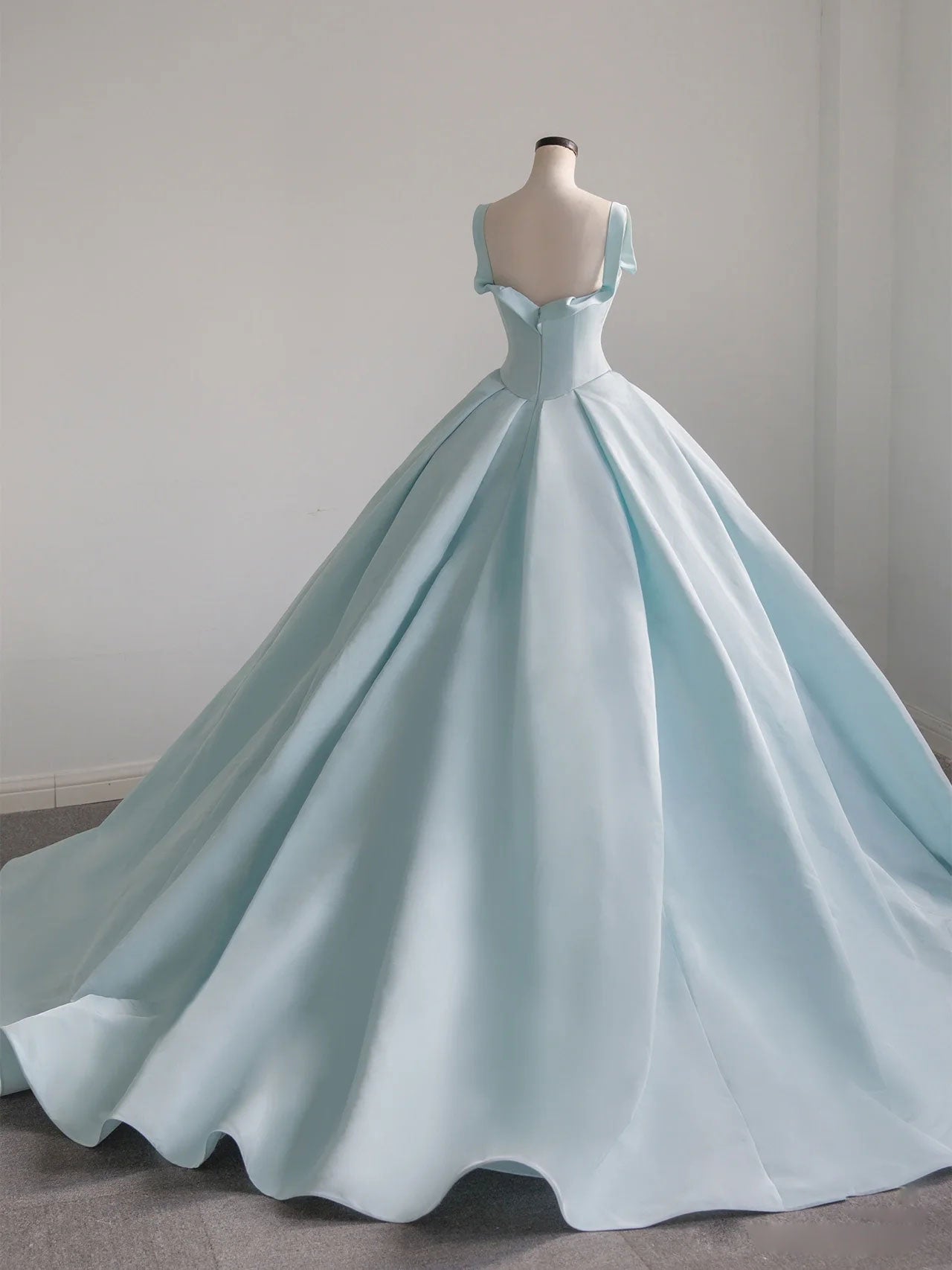 Blue Satin Long Prom Dress, Blue Sweet 16 Dress Secondary image