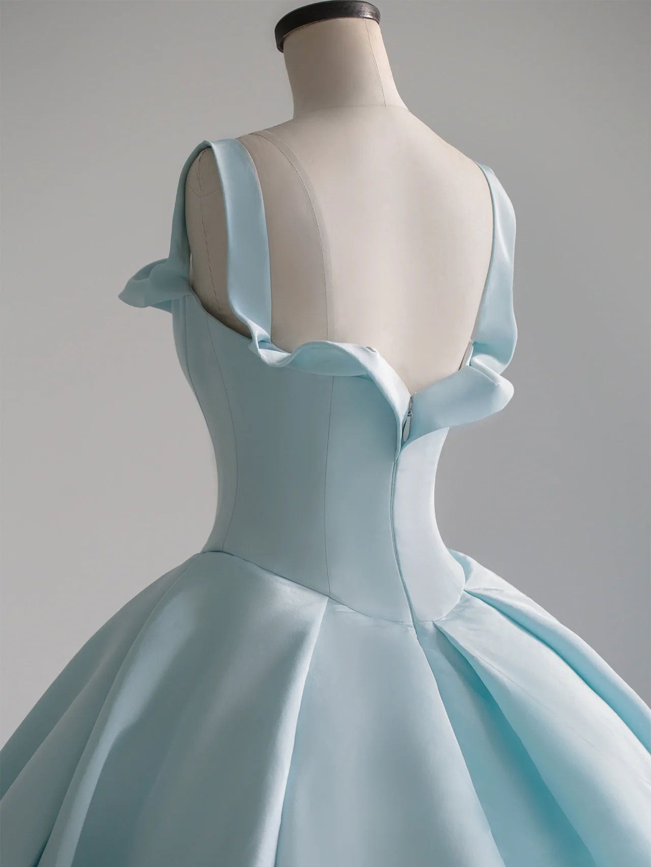 Blue Satin Long Prom Dress, Blue Sweet 16 Dress