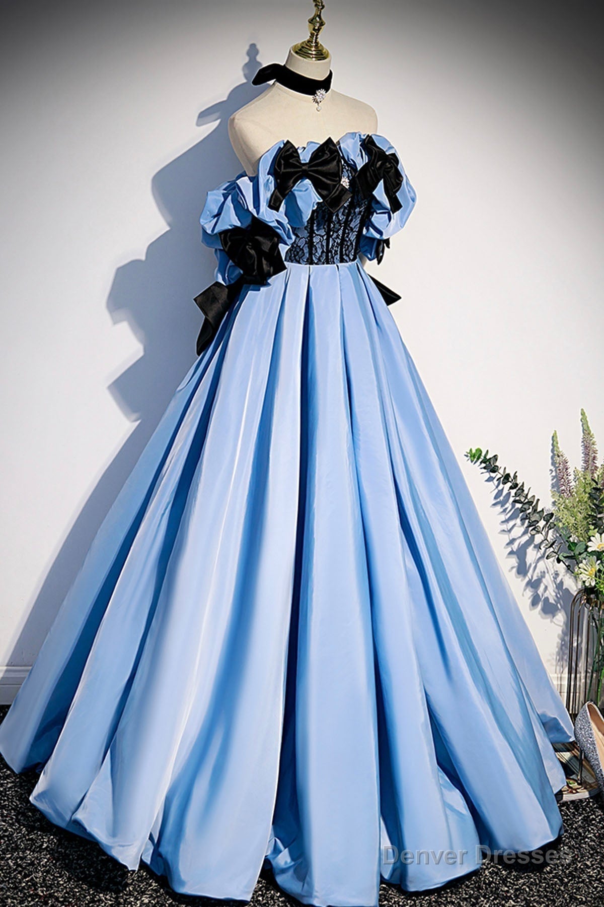 Blue Satin Long Prom Dress, Off the Shoulder Formal Evening Dress Secondary image