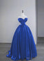 Blue Satin Off Shoulder Sweetheart Party Dress, Blue Long Evening Dress Prom Dress