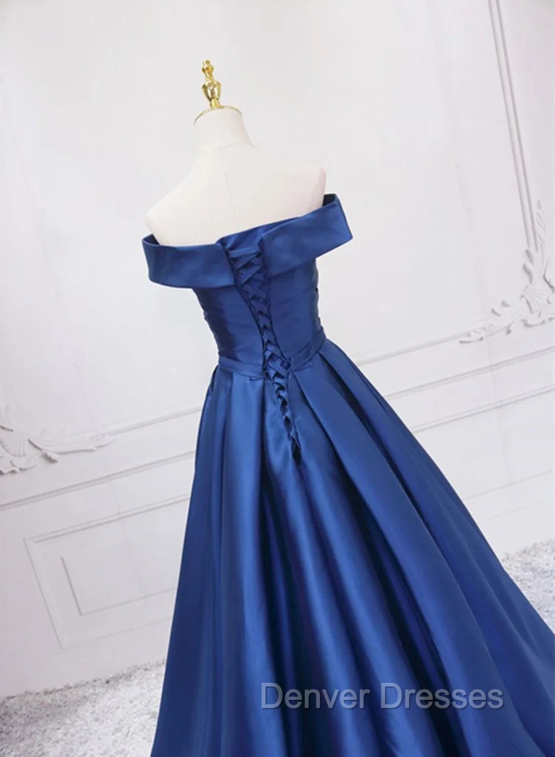 Blue Satin Sweetheart Long Wedding Party Dress Blue Formal Dress prom Dress shops