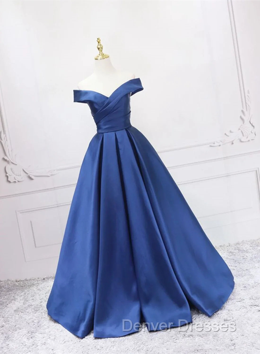 Blue Satin Sweetheart Long Wedding Party Dress Blue Formal Dress prom Dress shops