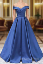 Blue Satin Sweetheart Long Wedding Party Dress Blue Formal Dress prom Dress shops