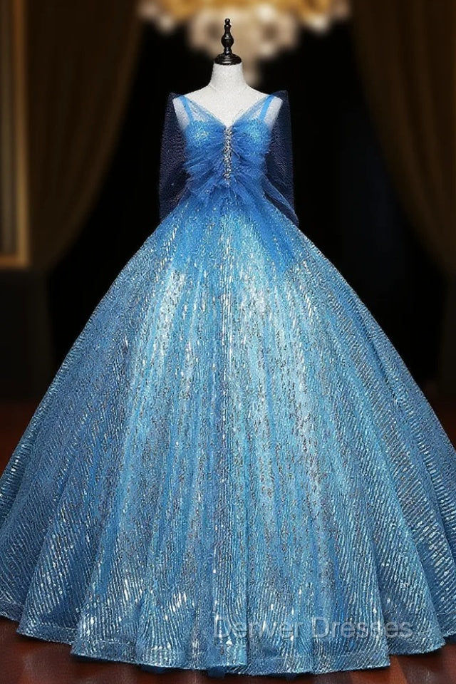 Blue Sequins Beading Straps Quinceanera Dress Main image