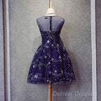 Blue Short Beautiful Homecoming Dress Tulle Sleevelessprom Dress, Blue Party Dress