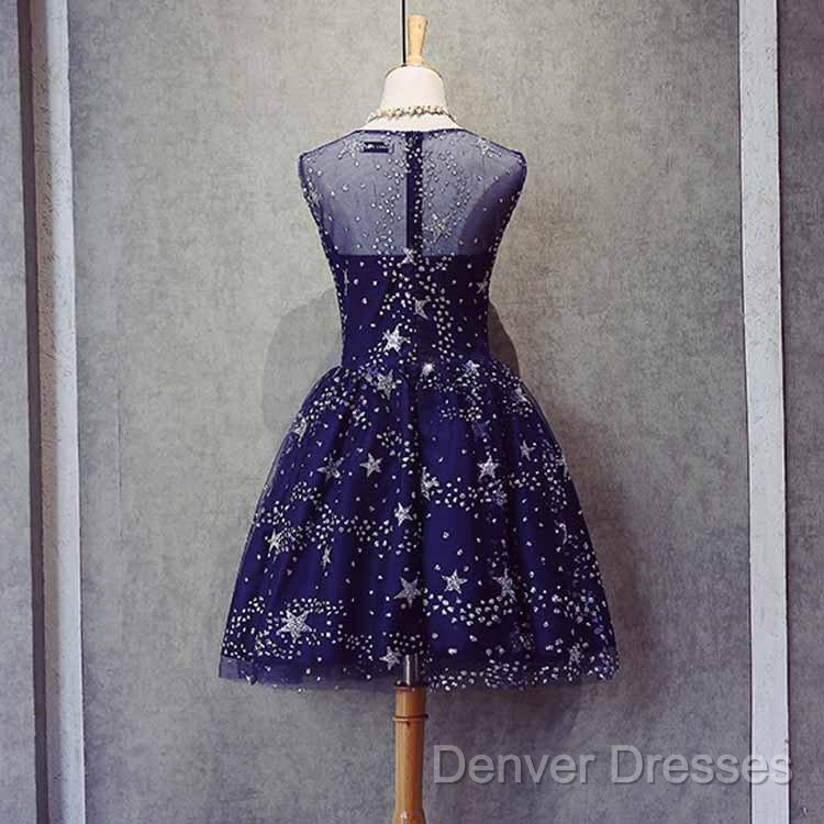 Blue Short Beautiful Homecoming Dress Tulle Sleevelessprom Dress, Blue Party Dress