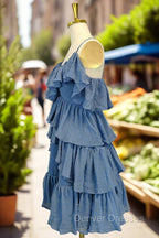 Blue Short Prom Dress A-line V Neck Lovely Homecoming Dress