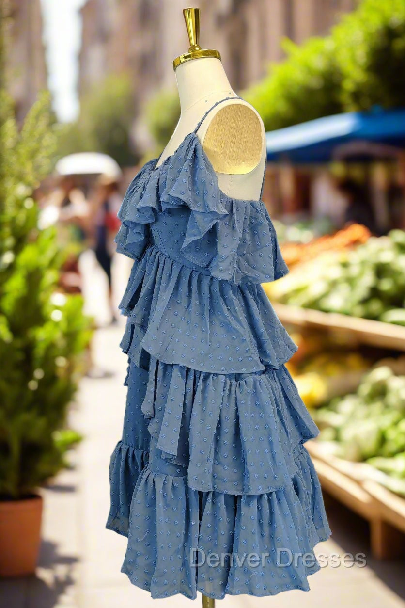 Blue Short Prom Dress A-line V Neck Lovely Homecoming Dress