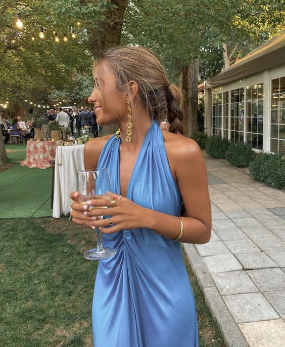 Blue Simple Prom Dress Evening Gown Party Dress Bridesmaid Dress