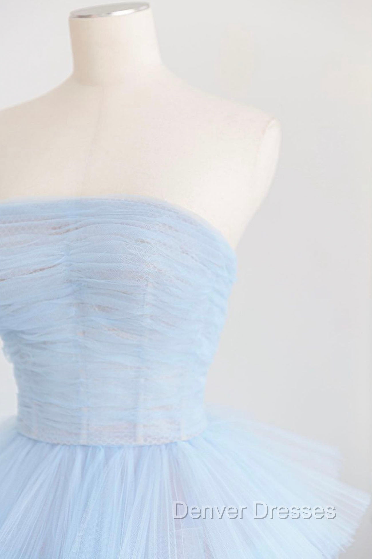 Blue Strapless Tulle Layers Long Prom Dress, A-Line Evening Dress Secondary image