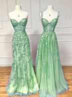 Blue Sweetheart Neck Lace Long Prom Dress, Blue A-line Lace Graduation Dress