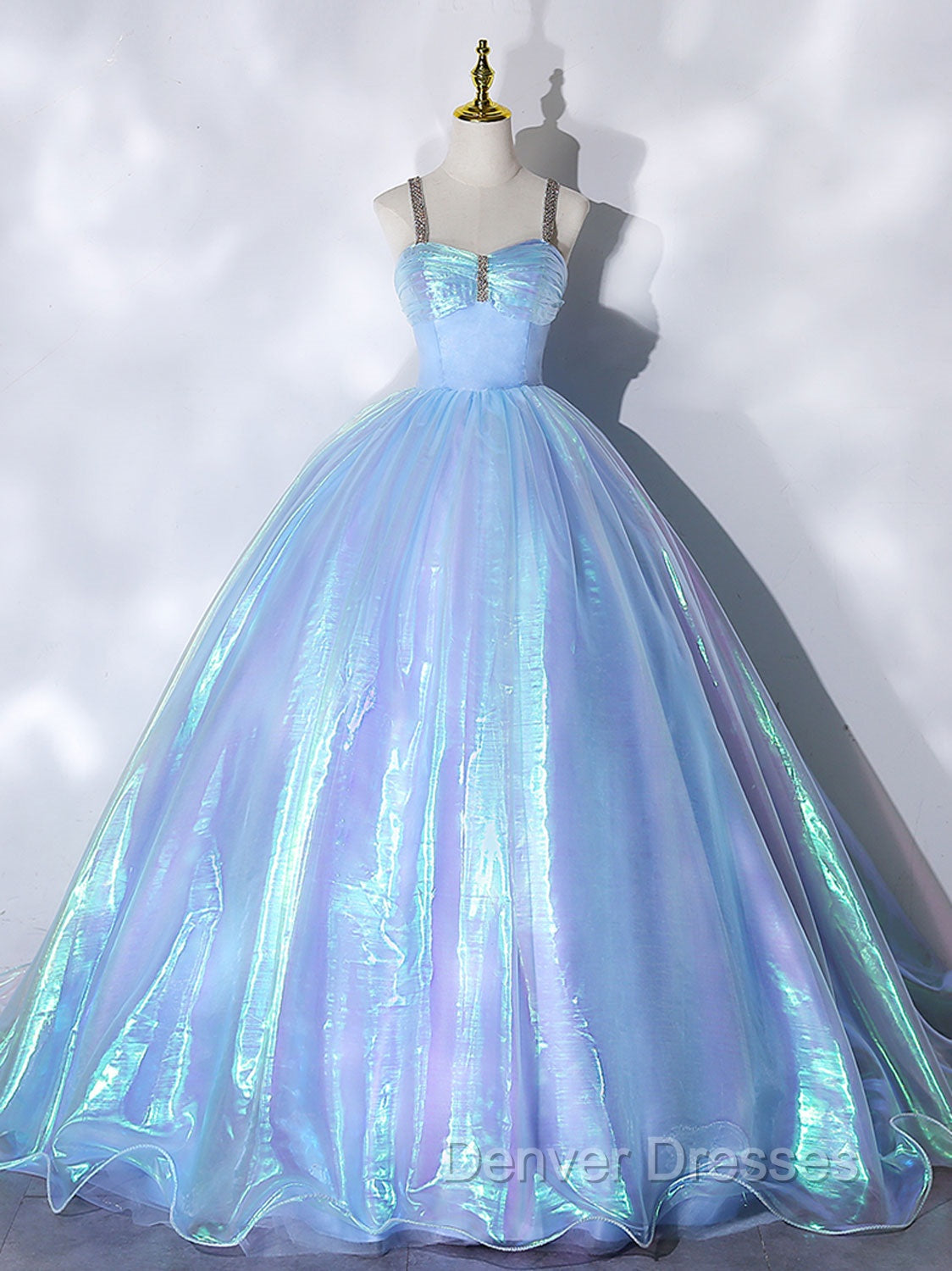 Blue Sweetheart Neck Long Prom Dress, Unique Blue Sweet 16 Dress Main image