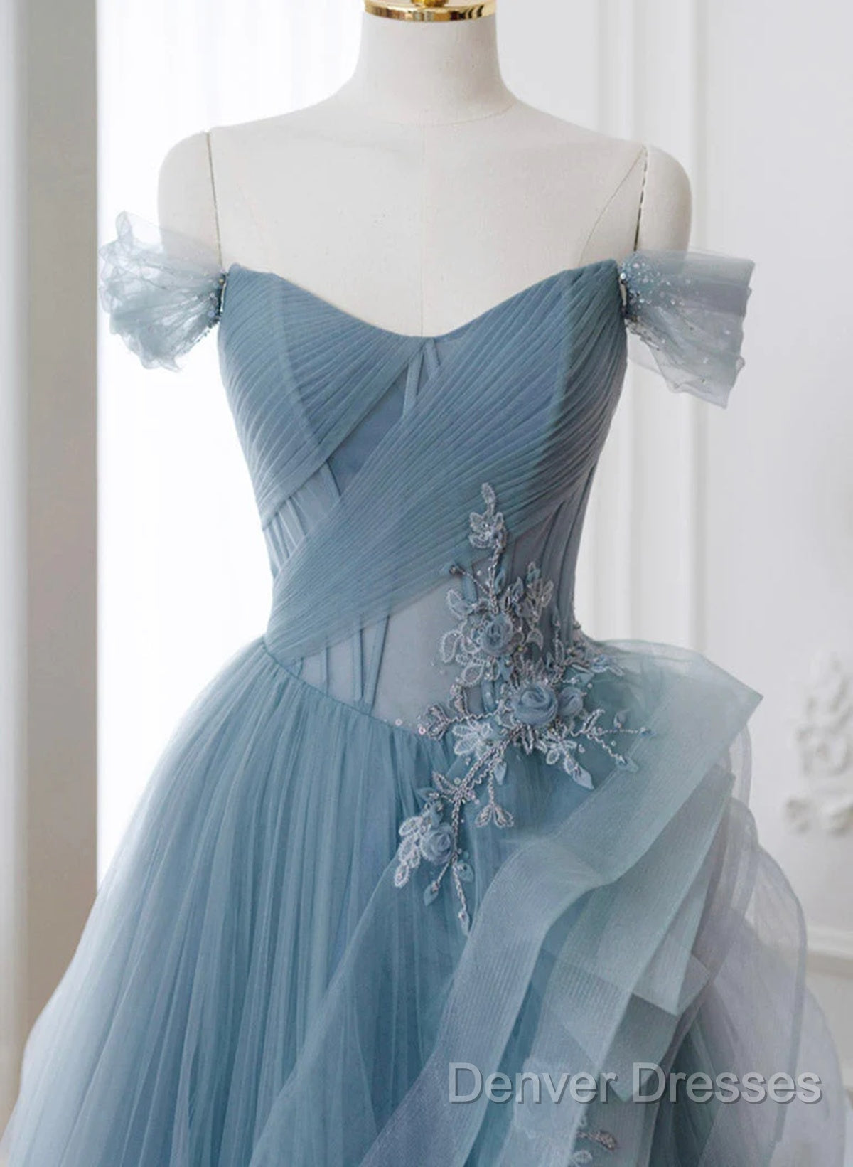 Blue Sweetheart Tulle Layers Long Formal Dress, Blue Long Party Dress Prom Dress