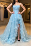 Blue sweetheart tulle long prom Dress, blue tulle evening Dress