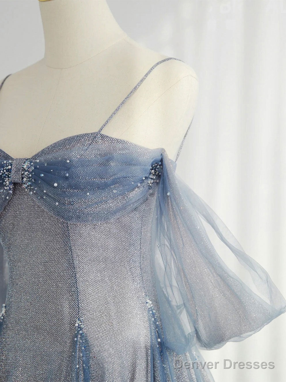 Blue Sweetheart Tulle Long Prom Dress, Tulle Formal Dress Secondary image